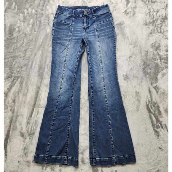 Maurices M. Jeans Womens 6 Blue Cool Comfort Flare High Rise Seamed Stretch - Picture 1 of 13